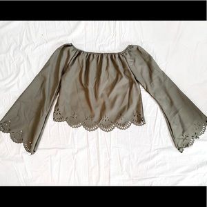 Army green off the shoulder blouse